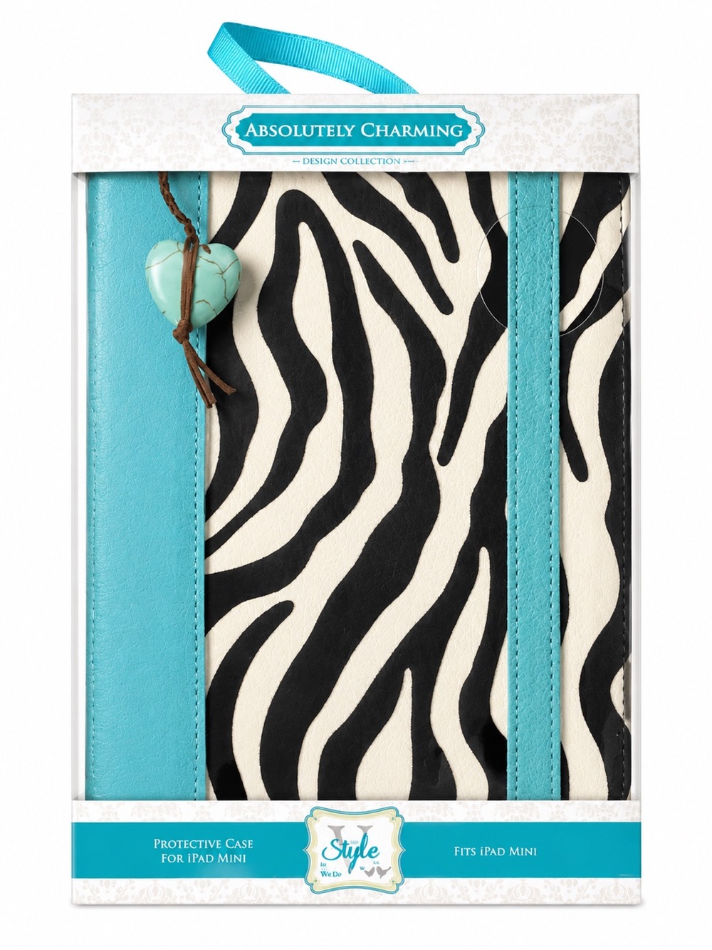 Vivitar Teal Zebra IPad Mini Case- NIB